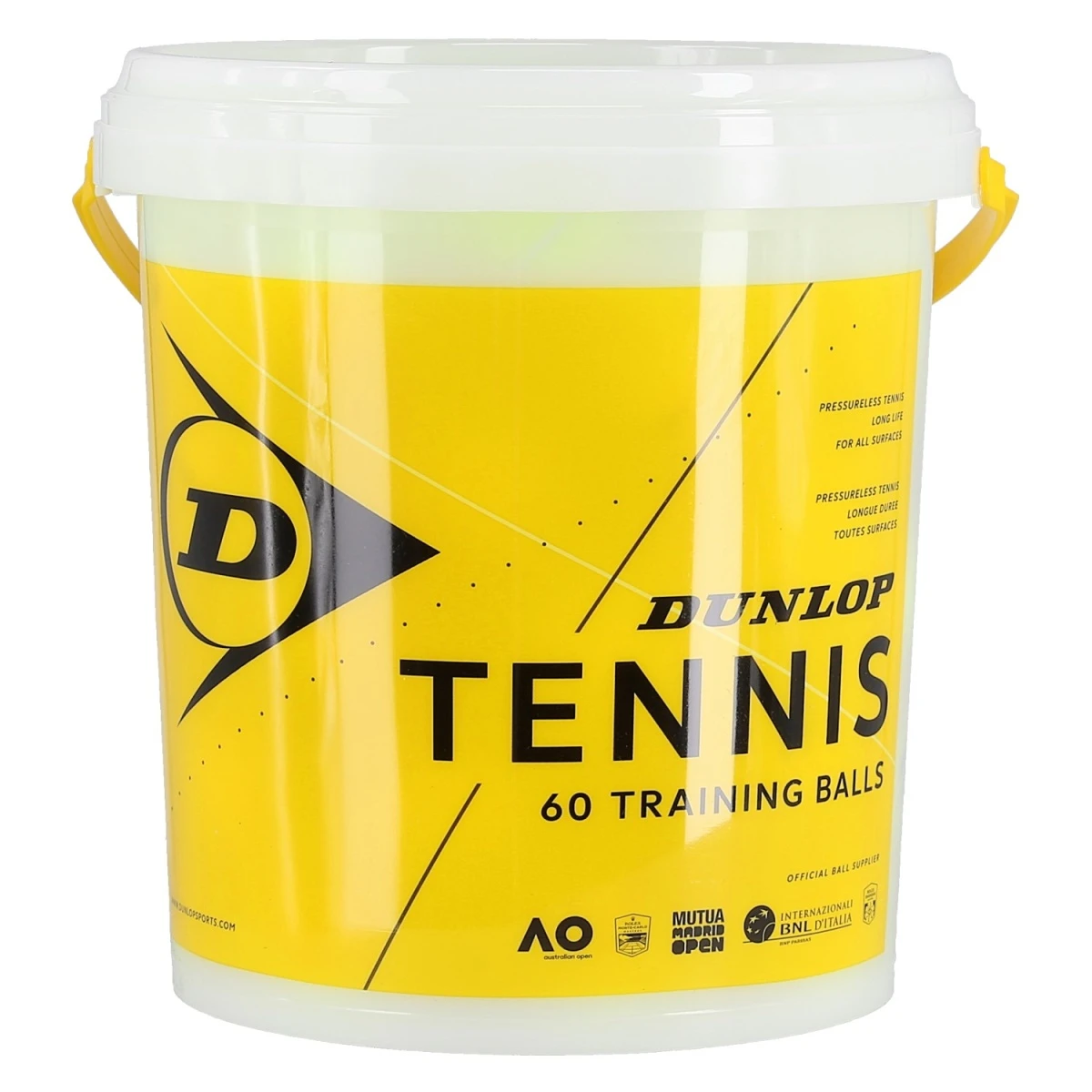 Dunlop Tennisbälle Training (drucklos) Gelb 60er Inkl. Eimer 1 Dunlop Tennisbälle Training (drucklos) Gelb 60er Inkl. Eimer