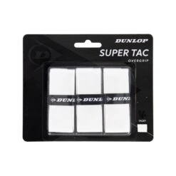 Dunlop Overgrip Super Tac 0.5mm - Extrem Griffig, Feuchtigkeitsabsorbierend - Weiss - 3 Stück