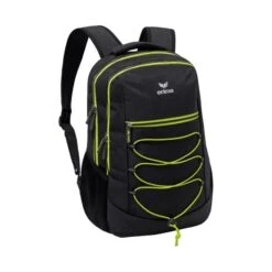 Erima Rucksack Squad - Multifunktionsrucksack Mit Doppel-Reißverschluss - Schwarz/lime 30x18x45cm