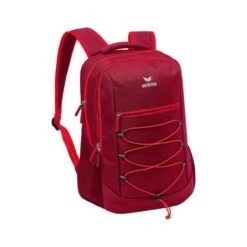 Erima Rucksack Squad - Multifunktionsrucksack Mit Doppel-Reißverschluss - Bordeaux/rot 30x18x45cm