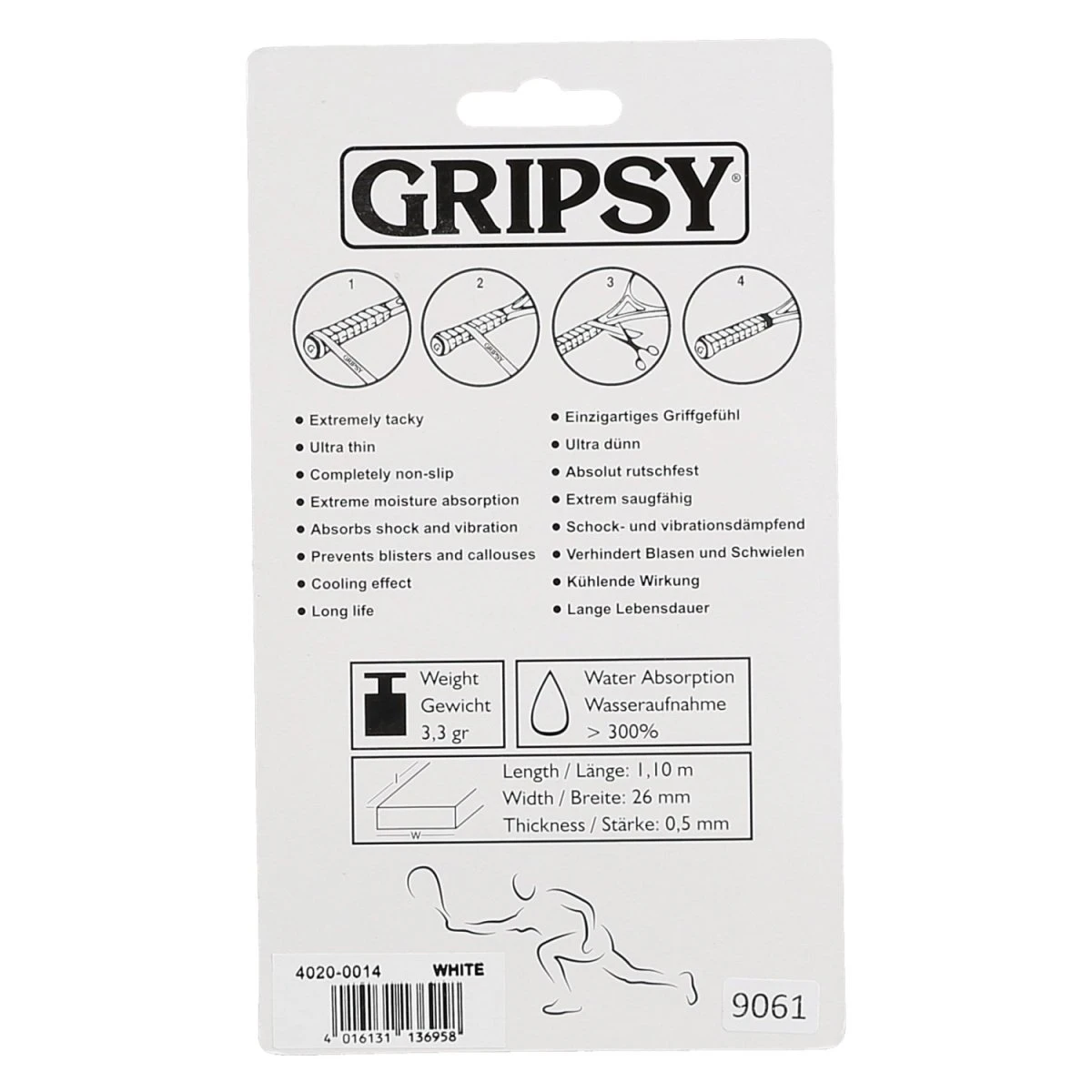 Gripsy Overgrip Classic Weiss 4er 2 Gripsy Overgrip Classic Weiss 4er – Bild 2