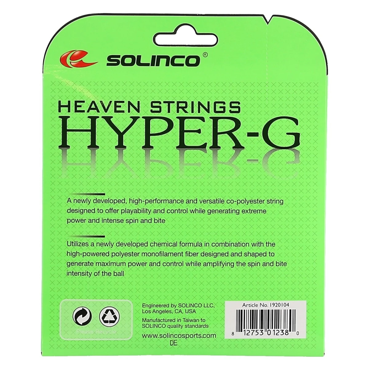 Besaitung Mit Tennissaite Solinco Hyper G Grün 2 Besaitung Mit Tennissaite Solinco Hyper G Grün – Bild 2