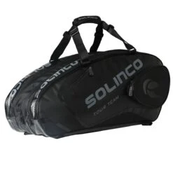 Solinco Racketbag Tour Team Blackout (Schlägertasche, 3 Hauptfächer, Thermofach, Schuhfach) Schwarz 15er