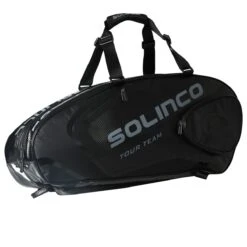 Solinco Racketbag Tour Team Blackout (Schlägertasche, 2 Hauptfächer, Thermofach) Schwarz 6er