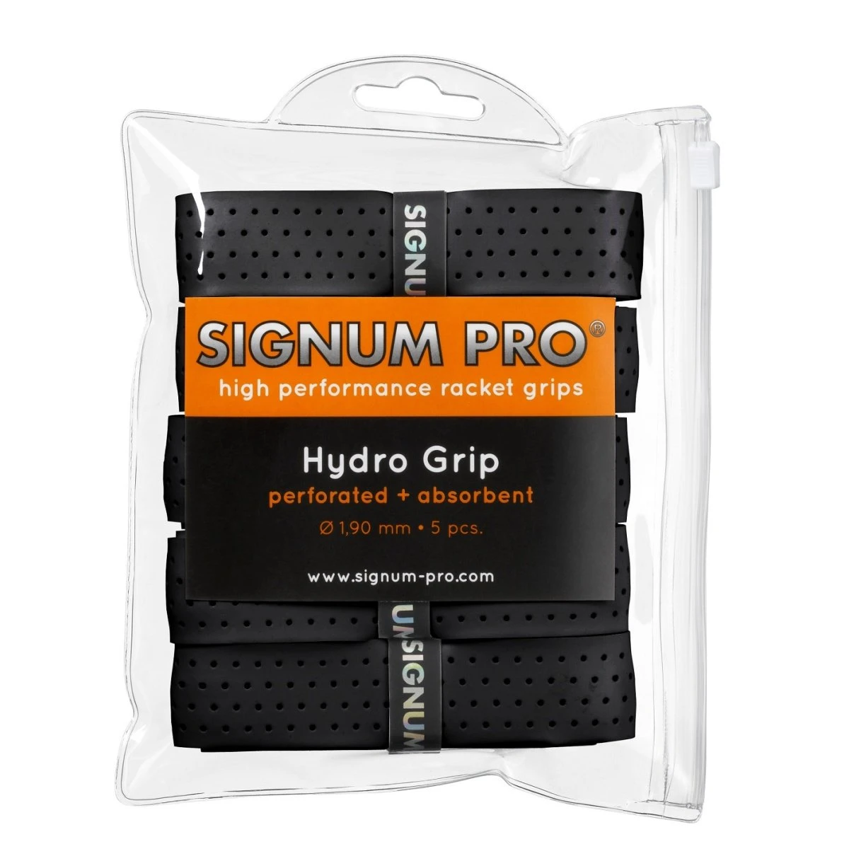 Signum Pro Basisband Hydro Grip 1.9mm (Schweißabsorption, Perforiert) Schwarz 5er Pack Clip-Beutel 1 Signum Pro Basisband Hydro Grip 1.9mm (Schweißabsorption, Perforiert) Schwarz 5er Pack Clip-Beutel