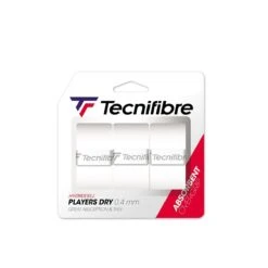 Tecnifibre Overgrip Players Dry 0.4mm (Schweissabsorption, Dünn) Weiss 3er