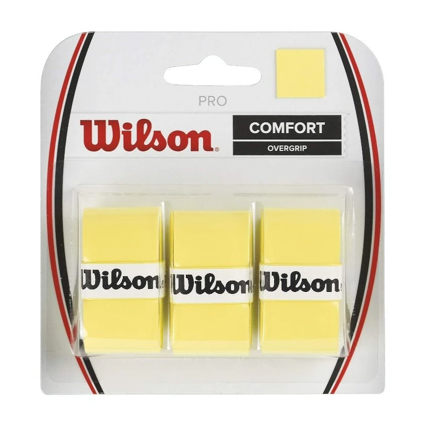Wilson Overgrip Pro 0.6mm (Komfort/glatt/leicht Haftend) Gelb 3er 1 Wilson Overgrip Pro 0.6mm (Komfort/glatt/leicht Haftend) Gelb 3er