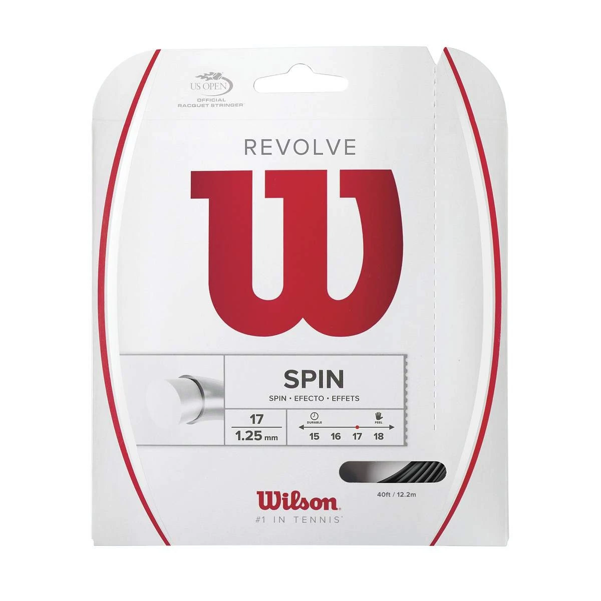 Besaitung Mit Tennissaite Wilson Revolve (Spin+Haltbarkeit) Schwarz 1 Besaitung Mit Tennissaite Wilson Revolve (Spin+Haltbarkeit) Schwarz