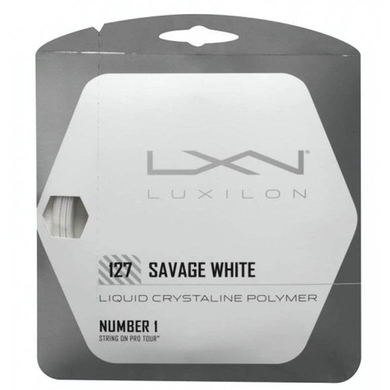 Besaitung Mit Tennissaite Luxilon Savage 1.27 (Haltbarkeit+Spin) Weiss 1 Besaitung Mit Tennissaite Luxilon Savage 1.27 (Haltbarkeit+Spin) Weiss